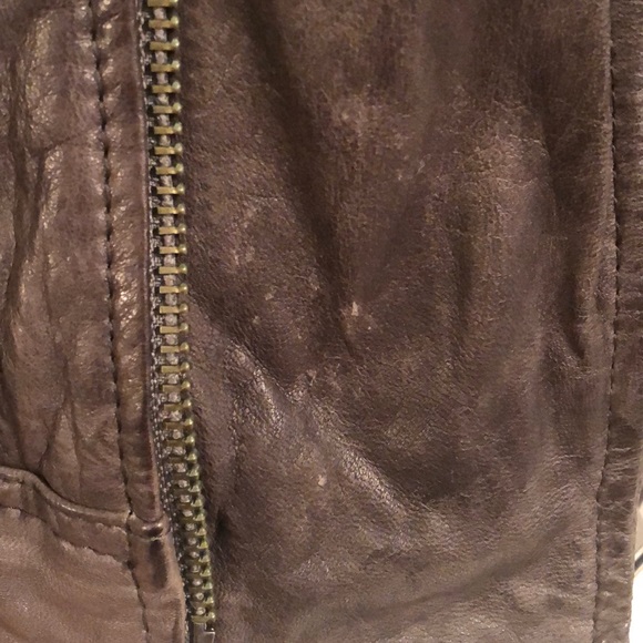 All Saints Conroy Brown Leather Jacket sz small - Picture 9 of 12